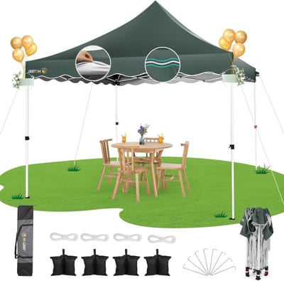 Vouwpaviljoen - Partytent Pop-up - Feestjes Buiten - Waterdicht Vuurvast - 3x3 Meter - Grijs