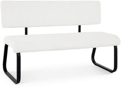 Eetkamerbank MATESE van corduroy – wit