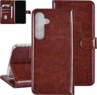 Multimedia & Accessoires PU Lederen Book Case Hoesje geschikt voor Samsung Galaxy S24 Ultra – Bruin - Portemonnee – Met Stand – Kaarthouder – Pasjes Houder – 3 Pasjes - Magneet Sluiting – Bookcase