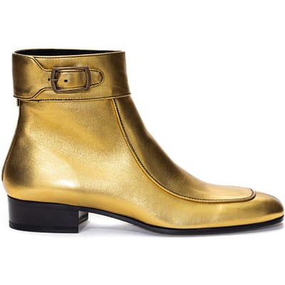 Enkellaars Gold Leather Saint Laurent