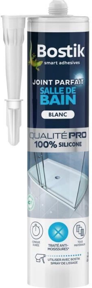 Badkamerkit - BOSTIK - Perfect Joint - Siliconen waterdichting - Anti-schimmel - Wit - 280 ml