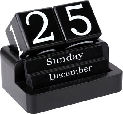 Houten Blokkalender Bureau - Eeuwigdurend & Herbruikbaar voor Thuiskantoor of Klaslokaal