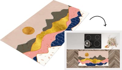Keukenloper - Loper keuken - Goud - Pastel - Patronen - 120x60 cm - Keukenloper vinyl