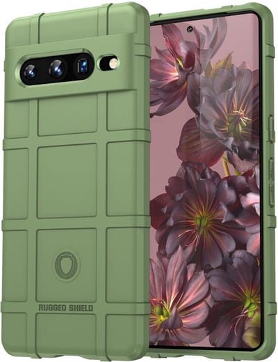 Rugged Shield Hoesje Geschikt voor Google Pixel 7 Pro - Back Cover Schokbestendig - Flexibel TPU - Verhoogde Randen voor extra Camera Bescherming - Groen