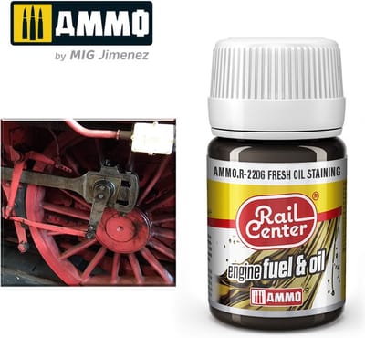AMMO by Mig Jimenez Modelbouwdecoratie - MIG R2206 Rail Center - Oil Staining - Nature Effects - 35 ml Effecten potje