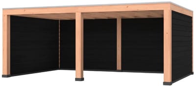 Douglas overkapping, 600 x 400, met zwarte achterwand en twee zijwanden, Westwood Modern Plus