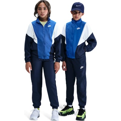 Nike Woven Tracksuit Trainingspakken Kinder - Blauw - Maat 147 - 158 CM - Katoen Jersey