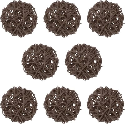 8 Stuks Wicker Rattan Bollen 60mm - Decoratieve Bollen voor Vazen, Feestdagen en DIY Decoratie in Bruin