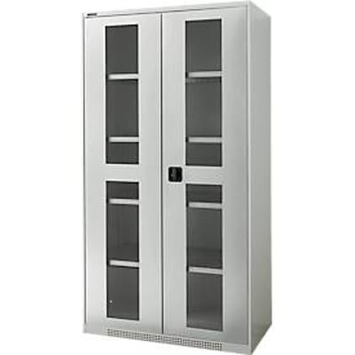 Schaefer Shop Genius FS open deurkast, 5 OH, afsluitbaar, 4 legborden, tot 450 kg, B 1055 mm, staal, lichtgrijs RAL 7035/lichtgrijs RAL 7035