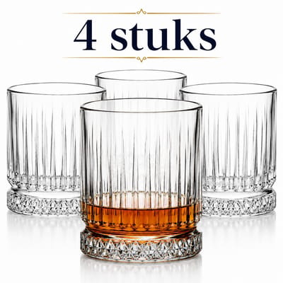 Set van 4 Luxe Kristalglazen - Waterglazen 210 ml - Tumbler Drinkglazen voor Whisky, Cocktails & Frisdrank