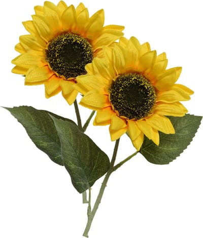 Everlands Kunstbloem Zonnebloem tak - 2x - 64 cm - geel - kunst zijdebloem - decoratie bloemen