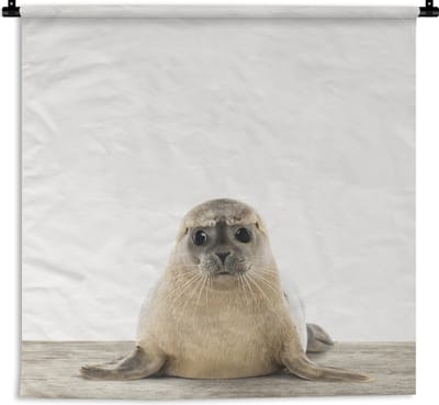 Wandkleed Animalprintshop - Zeehondje dierenprint kinderkamer Wandkleed katoen 120x120 cm - Wandtapijt met foto