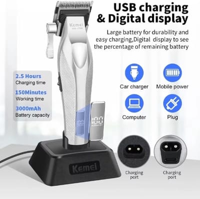 Hair Clipper Kemei KM-1798 Tondeuse Professionele haarsnijmachine Elektrische tondeuse 9000 RPM Trimmers Verstelbare tondeuse Mannen