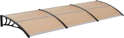 Deurluifel 270cm - Voordeurluifel - Zwart/bruin - Gebogen - Zonnescherm - Balkon luifel - Buitenluifel
