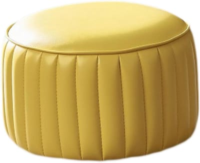 Houten Opbergkruk - Voetenbank Poef - Extra Zitting - Massief Houten Constructie - 33x28x28cm - Licht Geel