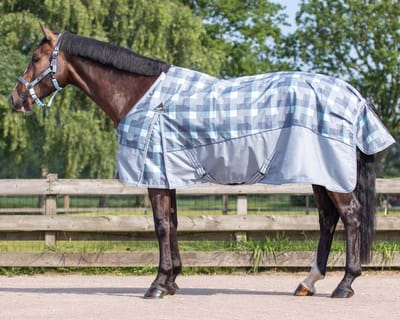 QHP Regendeken met fleece 0gr Turnout Collection - maat 125/165 - Lagoon