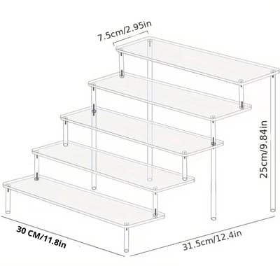 Flavers - make up organizer - 5 traps - 30 cm display riser rek - acryl display - display standaard - transparante organizer - make up tafel - sieradenstandaard - display standaard - presentatie standaard - parfum organizer - nagellak organizer -