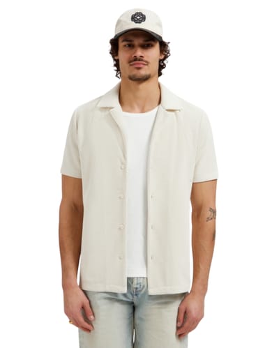 PURE PATH Honeycomb Shortsleeved Shirt Heren - Vrijetijds blouse - Ecru - Maat XL
