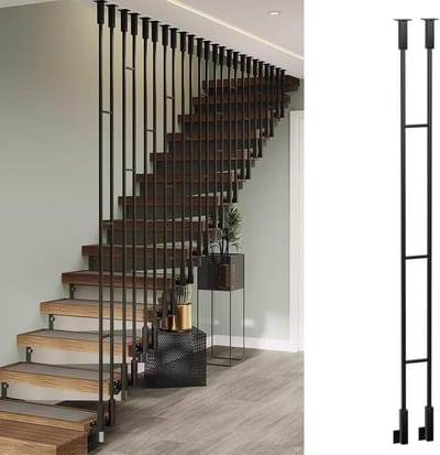 Metalen Balusters - Trapleuning Spindels - Valbeveiliging Trap - Aanpasbaar Vlak/Hellend - 90 cm Hoogte - Zwart
