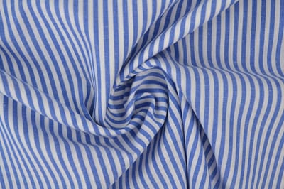 10 meter gestreepte stof - Blauw/wit gestreept - 2,5mm strepen