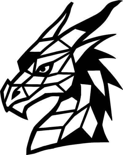 Draak line-art wanddecoratie – mythisch dier wandbord – klein 25×19,9 cm – populierenhout zwart