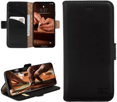 Pulledro geschikt voor iPhone 17 BookCase - Echt Leer - RFID - Rustic Black