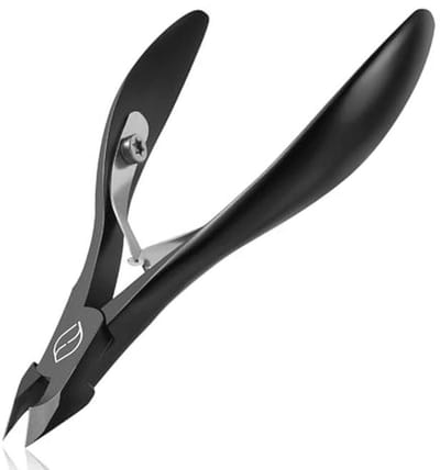 Thijox - Professionele nagelriemtang 1/2 kaak - Roestvrijstalen Cuticula Clippers met Dubbele Veren - Ergonomisch Ontwerp - Zilver/Zwart - Perfect voo