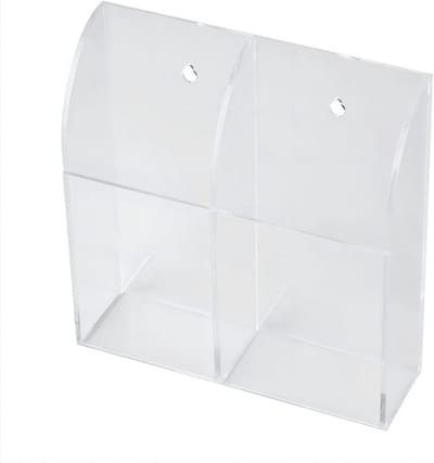 Acryl Wandgemonteerde Organizer voor Afstandsbedieningen, Telefoon en TV Box - 2 Vakken, Ruimtebesparend en Praktisch