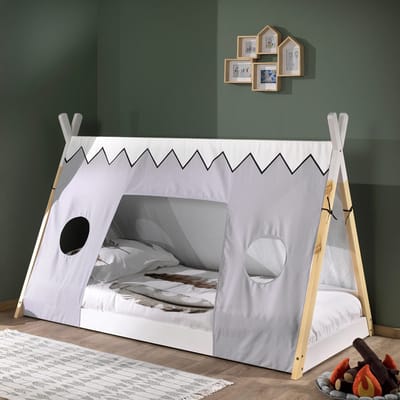 Dream Tree Tipi Bed 90 x 200 cm met Canvas Tito Grijs H134