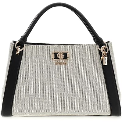 GUESS handtas schoudertas Karnilla Girlfriend Satchel Natural / Black crème