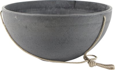 Ter Steege Hangende bloempot/plantenpot schaal - gerecycled kunststof/steenpoeder - donkergrijs - D35 cm x H17 cm - Voor buiten