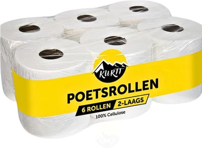KURTT - Poetspapier (2-laags cellulose) - Poetsrol - Papier, Handdoekjes - Handdoekrol, Midi rollen, Papieren rollen, schoonmaak papier, hygiene papier, poetsrol snel absorberend, stevige papier