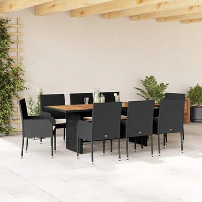vidaXL - 9-delige - Tuinset - poly - rattan - zwart