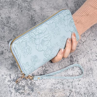 Nouveau portefeuille femme long mode coréenne porte-monnaie à fermeture éclair multifonctionnel dames sac de téléphone portable white