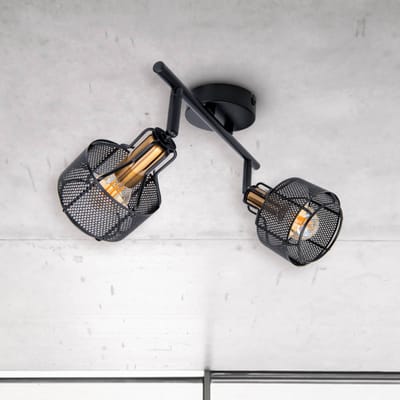 Näve Plafondlamp Foro, 2-lamps, zwart/goud
