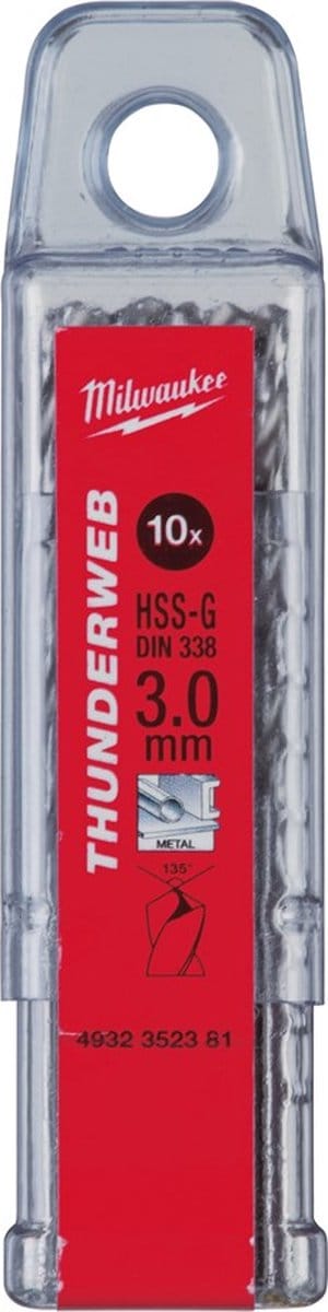 Milwaukee THUNDERWEB - Metaalboren DIN 338 - 5 en 10 stuks TW 3,2 x 65-10 stuks - 4932352382
