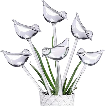 HEZIVO® Waterdruppelaar voor Planten - Druppelsysteem Kamerplanten - Watergeefsysteem - Beregening - 6 Stuks - Vogelvorm