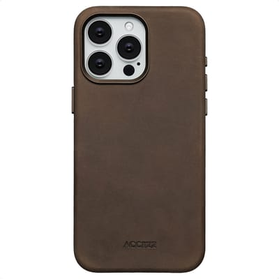 Accezz Hoesje - Geschikt voor iPhone 15 Pro Max - Vintage Leather geschikt voor MagSafe Backcover - Rustic Brown