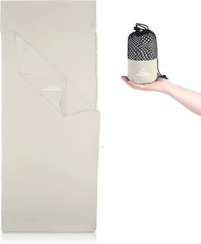 Huttenslaapzak met Ritssluiting 220x90 cm - Ultralichte Zomerslaapzak voor Binnen en Buiten - Compact en Zacht