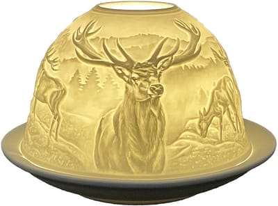 Clayre & Eef Waxinelichthouder Ø 12x8 cm Wit Porselein Hert