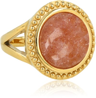 My Bendel - Vintage Ring met Ronde Edelsteen • Berry Quartz - met Luxe Cadeauverpakking | Sieraden Voor Dames | Maat 16.00 Mm / Maat 50