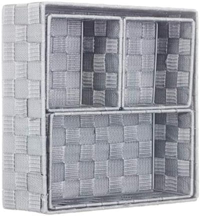 PromoHome 4-delige set gevlochten opbergmanden - Stevig frame - Stijlvol design- Modern design en duurzaam materiaal "Lichtgrijs "