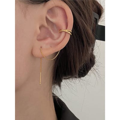 1 Paar Minimalistische Extra Lange Hangende Oorklemmen Sieraden Voor Vrouwen Feest Mode Accessoires goud