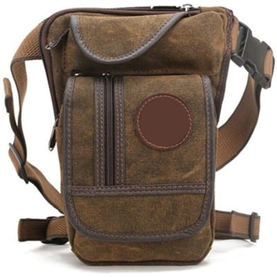 Canvas Drop Leg Bag Outdoor Taillepakket Motorfiets Fiets Wielrennen Multi Pocket Taille Fanny Pouch voor Buiten Reizen Wandelen bruin