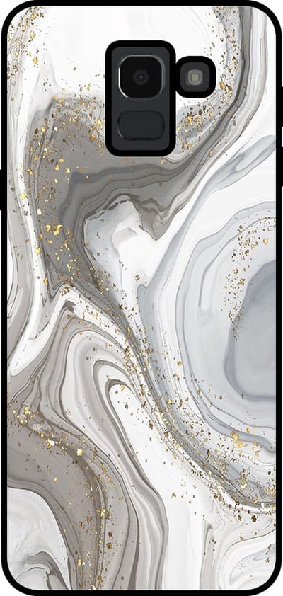 Smartphonica Telefoonhoesje Geschikt voor Samsung Galaxy J6 2018 met marmer opdruk - TPU backcover case marble design - Zilver geschikt voor Samsung Galaxy J6 2018