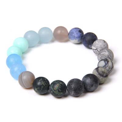 Marama - armband Sea - matte ronden kralen halfedelsteen - elastisch