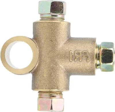 Drieweg T-stuk voor remleidingen, 3 mannelijke moeren, M10, 3/16" pijp, 10mm connector voor remsystemen