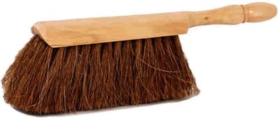 Handstoffer kokos gelakt 32cm schoonmaak borstel bruin hout.