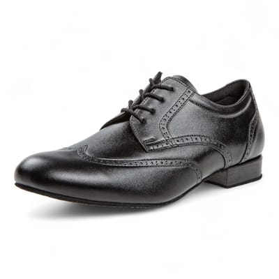 Heren Dansschoenen voor brede voeten - Diamant 099 - 025 - 028 - Echt leer - Klassieke model - Comfortabele model - Schokabsorberend - Suede zool - Vetersluiting - Intensief gebruik - Social, Ballroom, Tango - Diamant - Zwart - 45