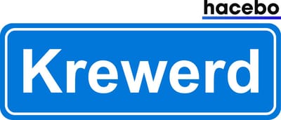 Hacebo - Plaatsnaam Sticker - 29x10 CM - Krewerd sticker - Verkeersborden sticker - grappige cadeaus - Krewerd